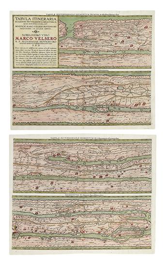 (PEUTINGER MAP.) Ortelius, Abraham; and Bertius. Tabula Itineraria ex Illustri Peutingerorum Bibliotheca Quae Augustae Vindel.